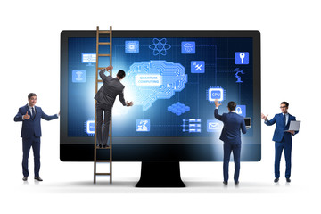 Concept of quantum computing with businessman