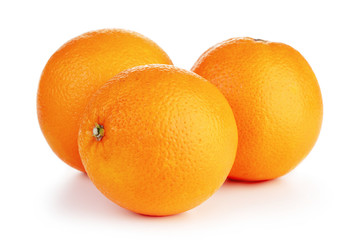 fresh orange fruits isolated on white background