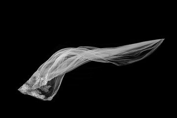 Naklejka premium White Veil flounce on Black background