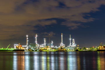 Oil refinery factory at twilight Bangkok Thailand