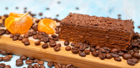 Fresh chocolate cake.