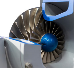 Close up impeller in side Industrial air blower, cross section view