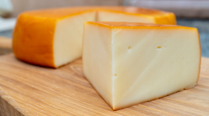 Fresh, round cheese.