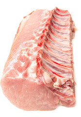 fresh pork with ribs on white background