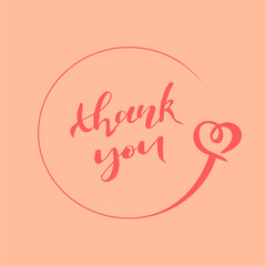Vector illustration of hand drawn lettering of text Thank you