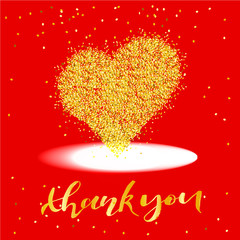 Vector illustration of hand drawn lettering of text Thank you