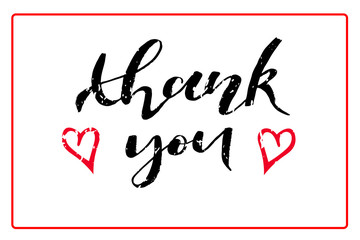 Vector illustration of hand drawn lettering of text Thank you