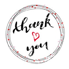 Vector illustration of hand drawn lettering of text Thank you