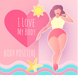 Body Posirive. Happy and Beautiful Plus Size Girl. Feminism. Girl Power.