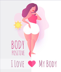 Body Posirive. Happy and Beautiful Plus Size Girl. Feminism. Girl Power.