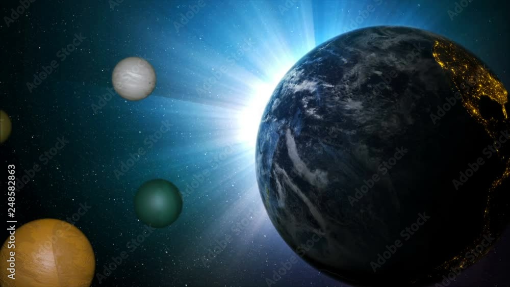 Poster 3d rendering globe spinning and orbit in the universe with lighting effect and dark grain processed 