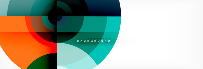 Obraz premium Minimal geometric circles and triangles abstract background, techno modern design, poster template