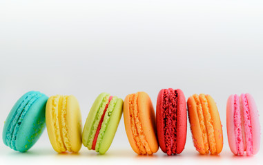 Colourful macaroon on white background.