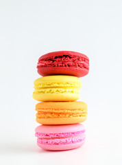 Colourful macaroon on white background.