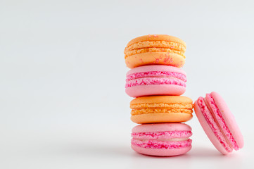 Colourful macaroon on white background.
