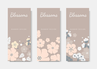 Colorful flower card template set