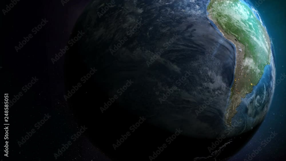 Poster 3d rendering globe spinning and orbit in the universe with lighting effect and dark grain processed 