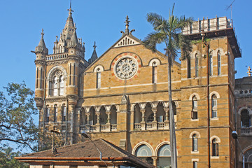 amous Victoria Terminus Train Station in Mumbai, India.