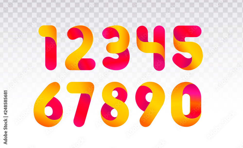 Wall mural set of numbers from 0 till 9. template for web design or greeting card. vector collection for social