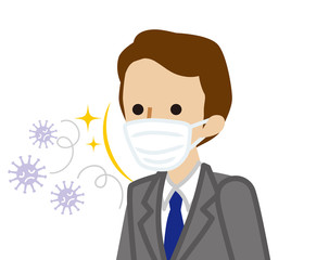 Businessman wearing a mask for prevent flu virus