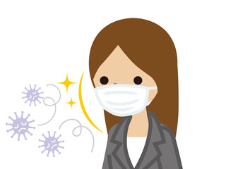 Businesswoman wearing a mask for prevent flu virus