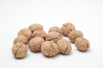 Walnut on a white scene
