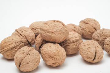 Walnut on a white scene