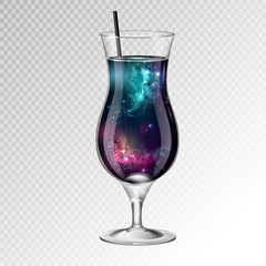 Vector illustration of realistic cocktail tequila sunsire glass with space background inside