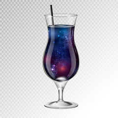 Vector illustration of realistic cocktail tequila sunsire glass with space background inside