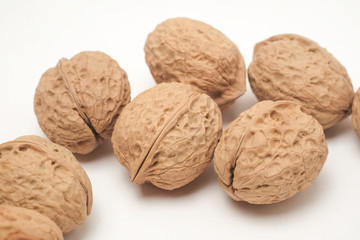 Walnut on a white scene