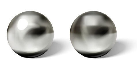 Steel balls on white surface realistic vector