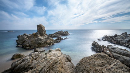 Fototapeta na wymiar Cala Roca del Paller landscape of the Costa Brava