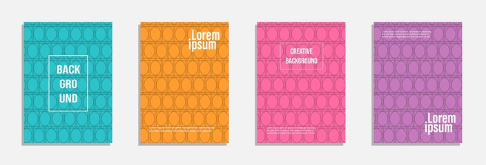 Colorful and modern cover design. Set of geometric pattern background