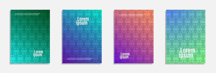 Colorful and modern cover design. Set of geometric pattern background