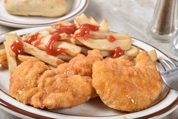 Fried chicken with honey close up