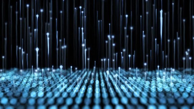 4K Abstract motion background animation shining particles stars sparks and magic dust forming in space wave flow with light rays and projections seamless loop