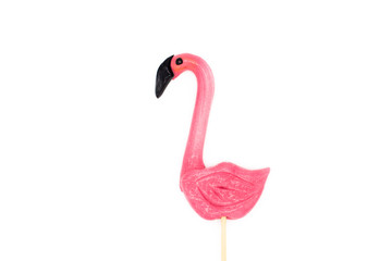 Lollipop in the form beautiful flamingo