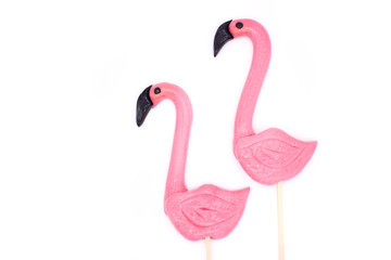 Lollipops in the form beautiful flamingo