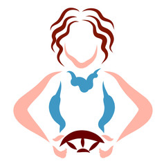 young woman with a wheel in her hands