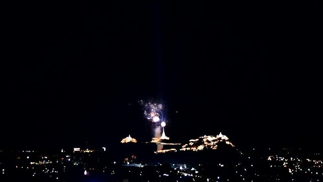 Fireworks at Wang mountain palace / Fireworks at Thai temple on the mountain