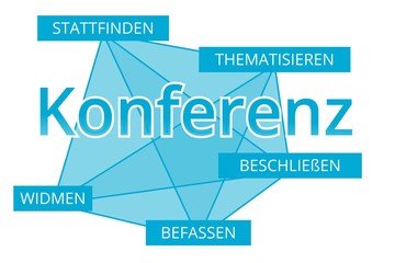 Konferenz - Begriffe verbinden, Farbe blau