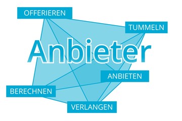 Anbieter - Begriffe verbinden, Farbe blau