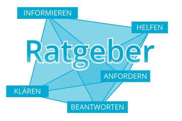 Ratgeber - Begriffe verbinden, Farbe blau