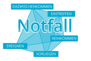 Notfall - Begriffe verbinden, Farbe blau