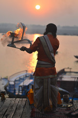 yogi on the banks of the Ganges india varanasi