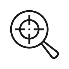 target in magnifier. minimal thin line web icon. simple vector illustration outline. concept for infographic, website or app.
