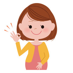 妊婦さん　笑顔　OKサイン