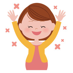 妊婦さん　笑顔　バンザイ