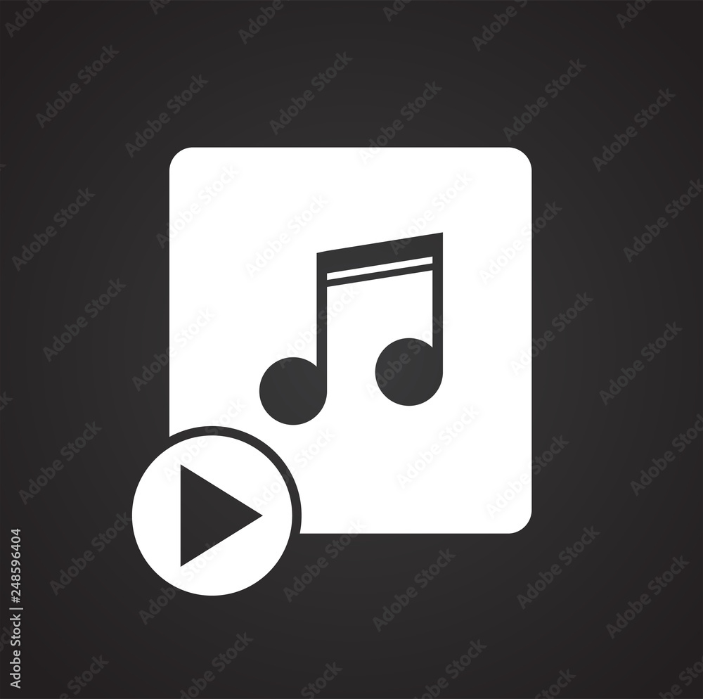Poster music icon on black background for graphic and web design, modern simple vector sign. internet conce