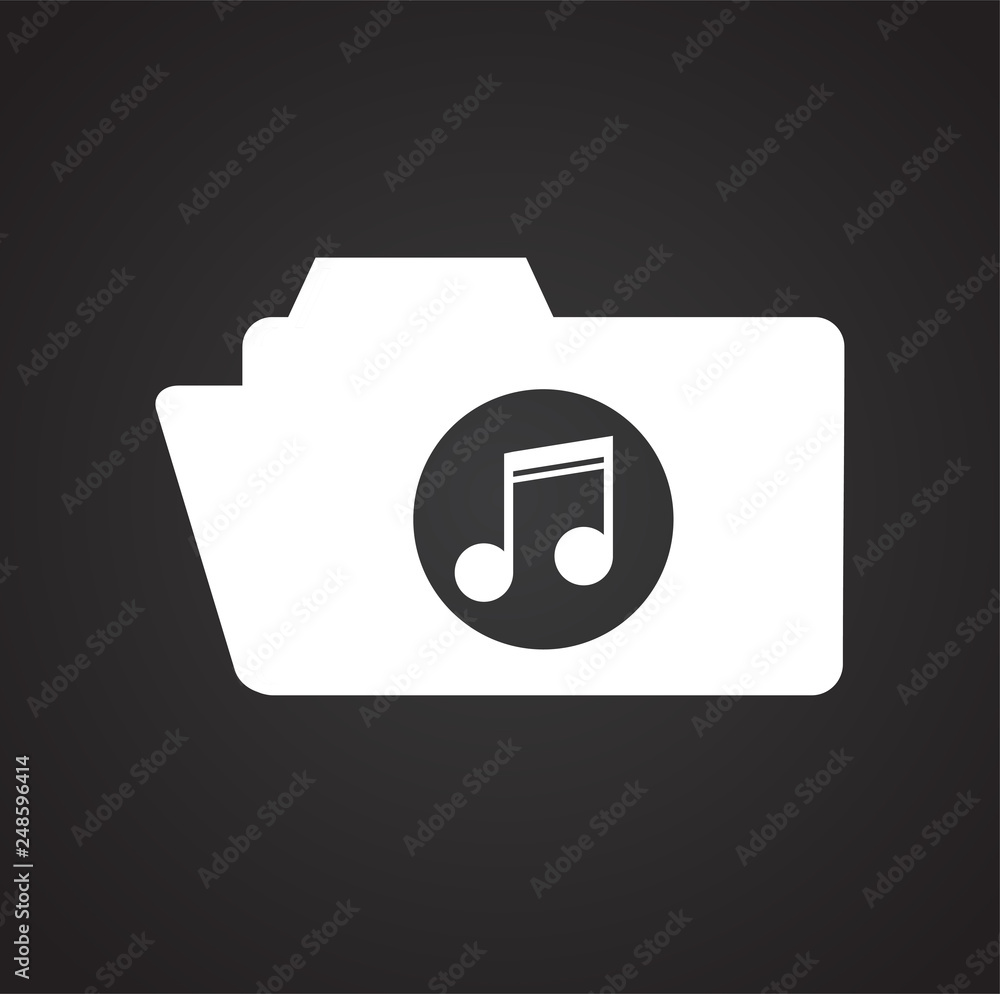 Poster music icon on black background for graphic and web design, modern simple vector sign. internet conce